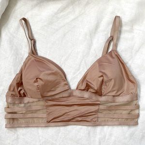 NWOT - VS Blush Pink Mesh and Satin Strappy Bralette, Small/S